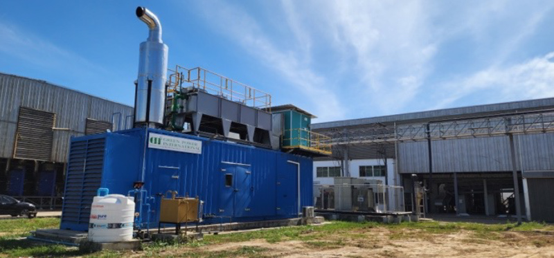 As a containerized cogeneration power plant, the MWM TCG 2020 V16 gas engine at the Uthai Rung Co., Ltd. in Uthai Thani Province site generates power for the factory's food processing in island-mode operation. © GPI Energy (Thailand) Ltd.